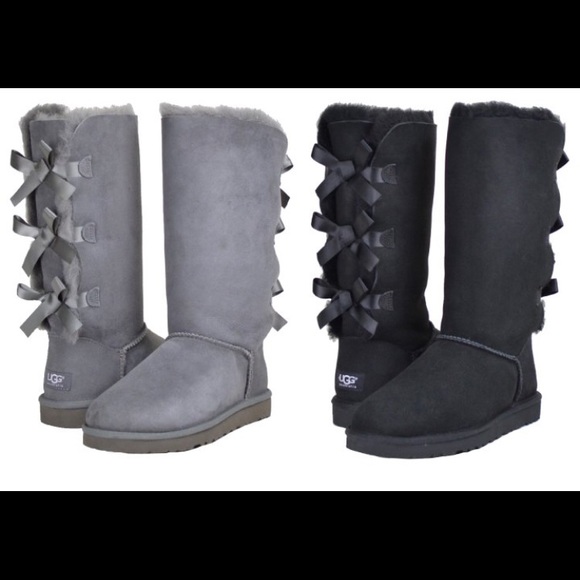 UGG Shoes - ISO Tall Bailey Bow Uggs 10 (Black & Gray)
